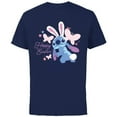 thumbnail image 1 of Disney Lilo & Stitch Hoppy Easter Bunny and Butterflies - Short Sleeve Cotton T-Shirt for Adults - Customized-Navy, 1 of 5