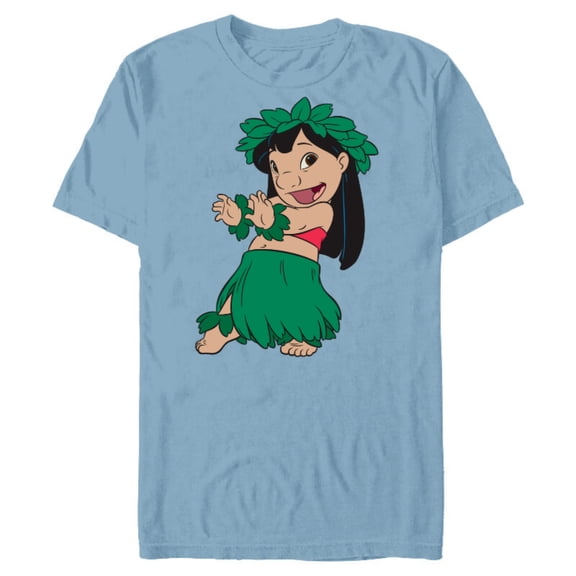 Disney Lilo & Stitch Hula Dance - Short Sleeve Blended T-Shirt for Adults -Customized-Ocean Blue