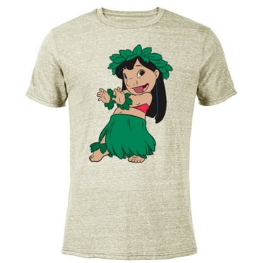 Disney Lilo & Stitch Hula Dance - Short Sleeve Blended T-Shirt for Adults -Customized-Yellow