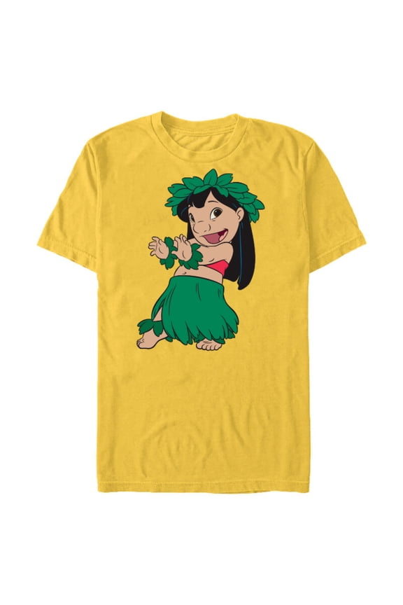Lilo & Stitch Hula Dance - Short Sleeve Blended T-Shirt for Adults -Customized-Yellow