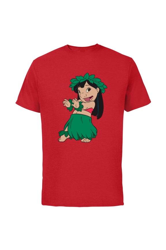 Lilo & Stitch Hula Dance - Short Sleeve Cotton T-Shirt for Adults -Customized-Red