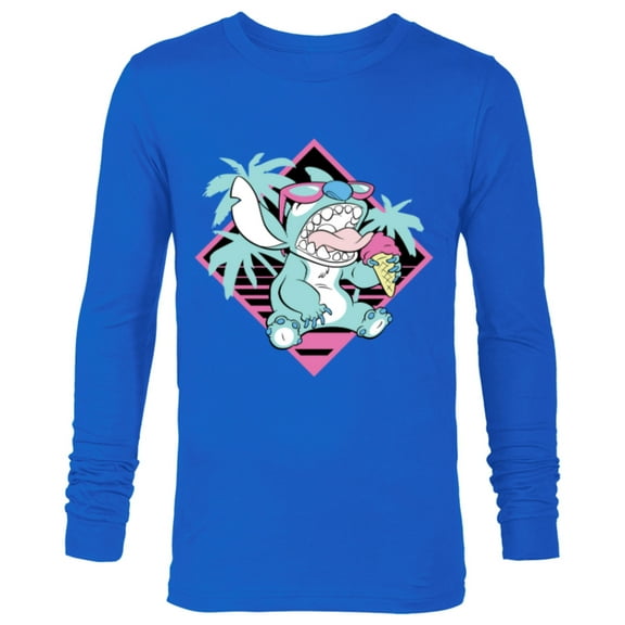 Disney Lilo & Stitch Ice Cream Retro 90s Beach - Long Sleeve T-Shirt for Men -Customized-Royal