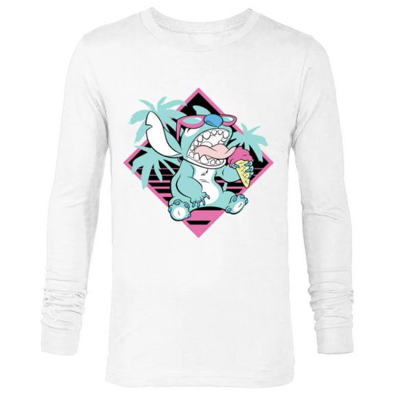 Disney Lilo & Stitch Ice Cream Retro 90s Beach - Long Sleeve T-Shirt for Men -Customized-White