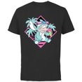 thumbnail image 1 of Disney Lilo & Stitch Ice Cream Retro 90s Beach - Short Sleeve Cotton T-Shirt for Adults -Customized-Black, 1 of 5