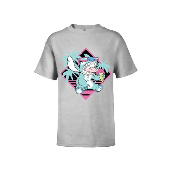 Disney Lilo & Stitch Ice Cream Retro 90s Beach - Short Sleeve T-Shirt for Kids -Customized-Athletic Heather