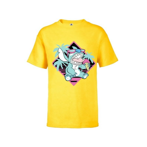 Disney Lilo & Stitch Ice Cream Retro 90s Beach - Short Sleeve T-Shirt for Kids -Customized-Sunflower
