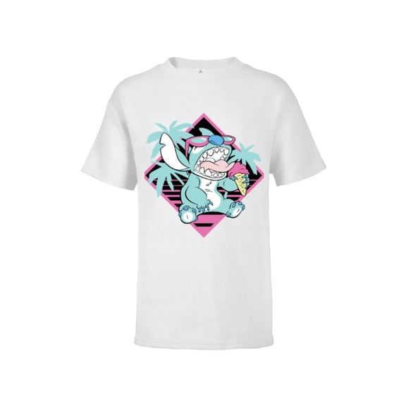 Disney Lilo & Stitch Ice Cream Retro 90s Beach - Short Sleeve T-Shirt for Kids -Customized-White