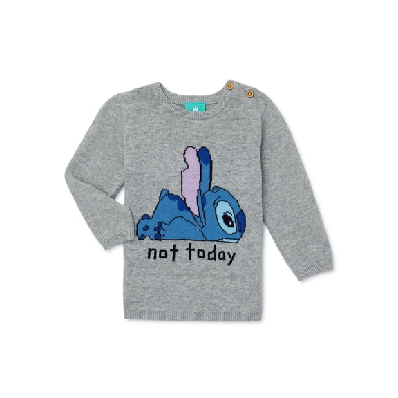 Disney Lilo & Stitch Jacquard Knit Crew Sweater with Buttons at Shoulder, Sizes 0/3M - 24M
