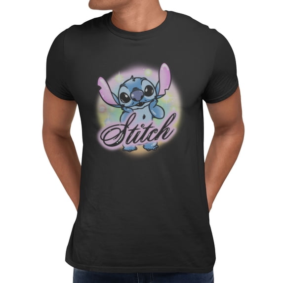 Disney Lilo & Stitch Kawaii Pose Rainbow Mens T-Shirt (Black, S-XXXL)