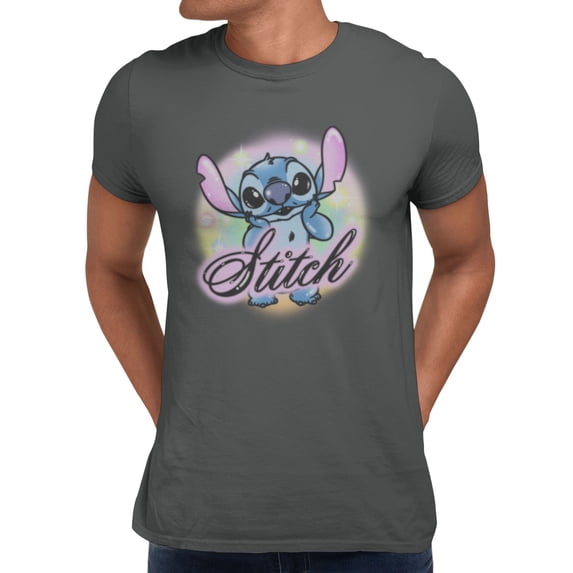Disney Lilo & Stitch Kawaii Pose Rainbow Mens T-Shirt (Charcoal, S-XXXL)