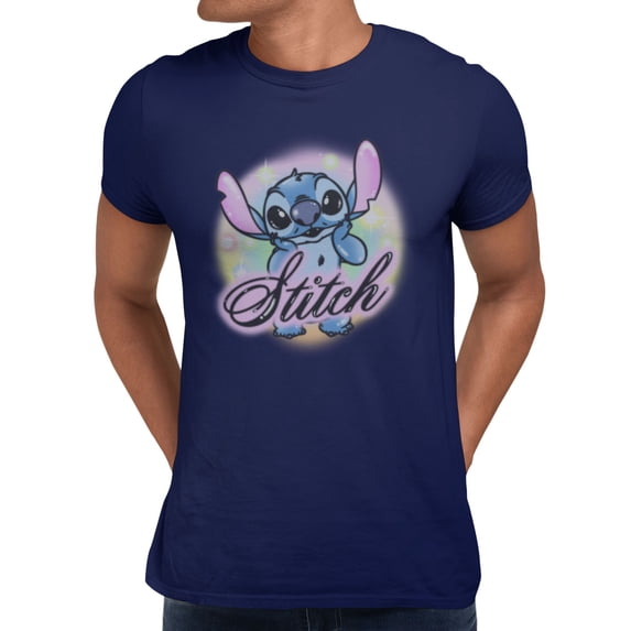 Disney Lilo & Stitch Kawaii Pose Rainbow Mens T-Shirt (Navy, S-XXXL)