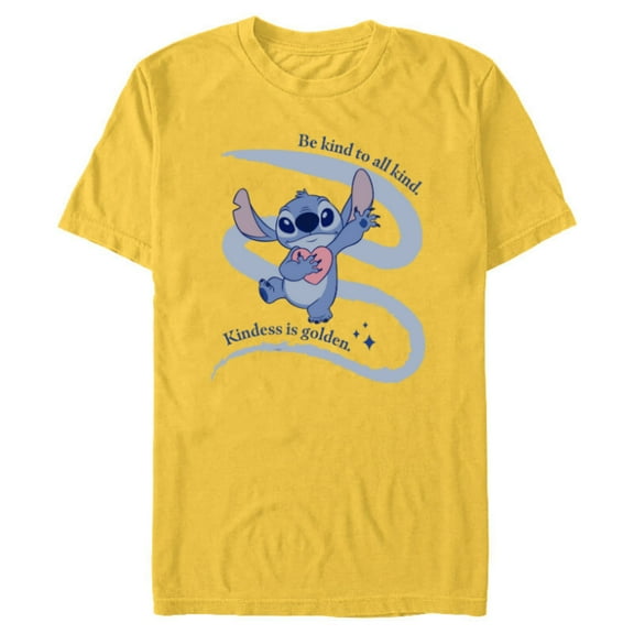 Disney Lilo & Stitch Kindness is Golden - Short Sleeve Blended T-Shirt for Adults - Customized-Yellow