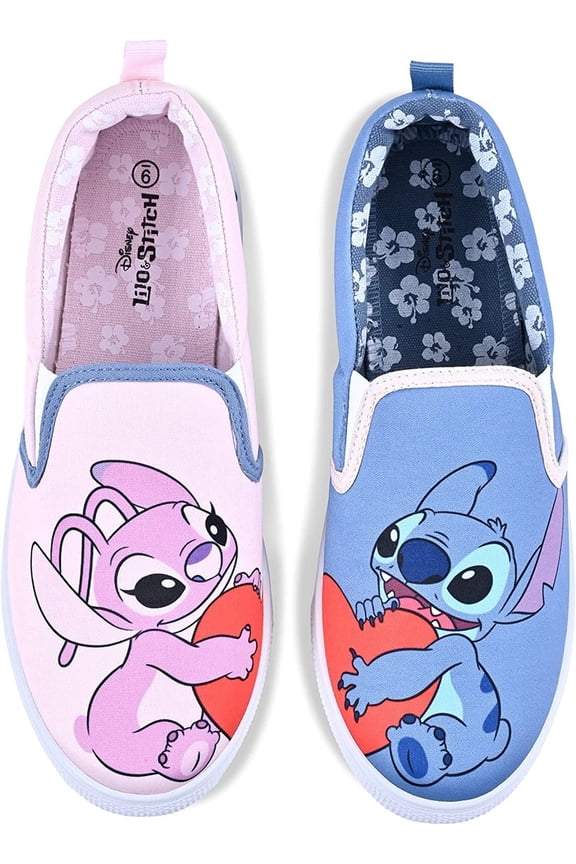 Women's Lilo and Stitch Shoes, Printed Slip-on Canvas Stitch Sneakers Light Blue – 10