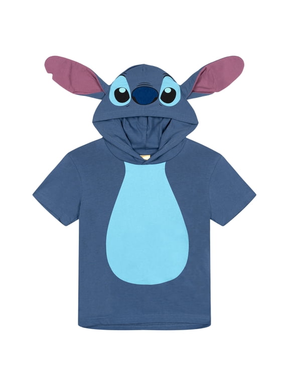 Lilo & Stitch Little Boys' Cosplay Short Sleeve Hooded Tee Blue