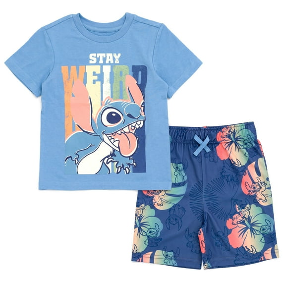 Disney Lilo & Stitch Little Boys T-Shirt and Shorts Outfit Set Little Kid to Big Kid