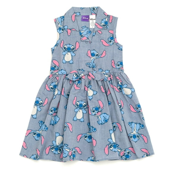 Disney Lilo & Stitch Little Girls Chambray Skater Dress Little Kid to Big