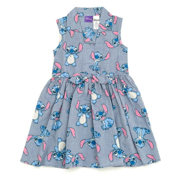 Disney Lilo & Stitch Little Girls Chambray Skater Dress Little Kid to Big