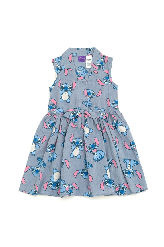 Lilo & Stitch Little Girls Chambray Skater Dress Little Kid to Big