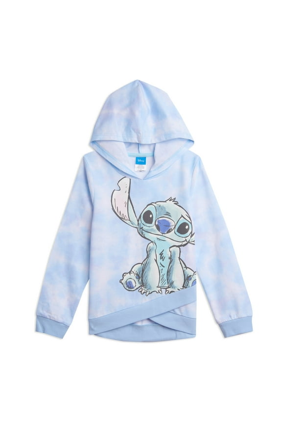 Lilo & Stitch Little Girls French Terry Pullover Crossover Hoodie Little Kid to Big Kid