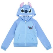 Disney Lilo & Stitch Little Girls French Terry Zip Up Cosplay Hoodie Blue 5