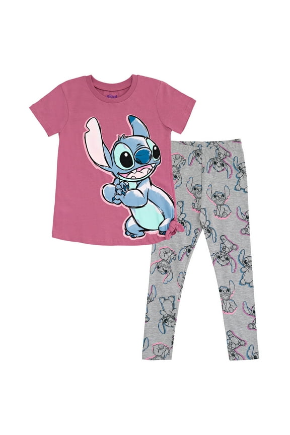 Lilo & Stitch Little Girls T-Shirt and Leggings Outfit Set Little Kid to Big Kid