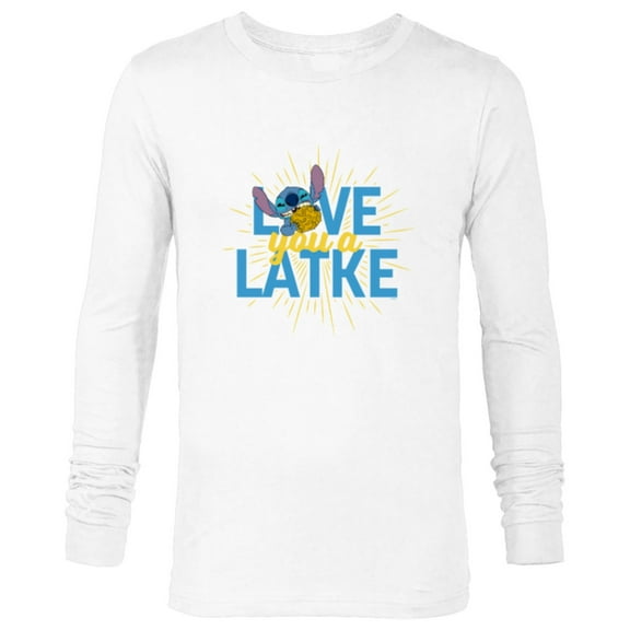 Disney Lilo & Stitch Love You A Latke Hanukkah - Long Sleeve T-Shirt for Men - Customized-White