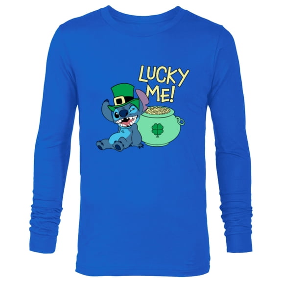 Disney Lilo & Stitch Lucky Me Stitch St Patrick’s Day - Long Sleeve T-Shirt for Men - Customized-Navy