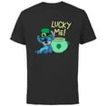 thumbnail image 1 of Disney Lilo & Stitch Lucky Me Stitch St Patrick’s Day - Short Sleeve Cotton T-Shirt for Adults - Customized-Black, 1 of 5