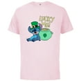 thumbnail image 1 of Disney Lilo & Stitch Lucky Me Stitch St Patrick’s Day - Short Sleeve Cotton T-Shirt for Adults - Customized-Soft Pink, 1 of 5