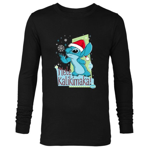 Disney Lilo & Stitch Mele Kalikimaka Holiday - Long Sleeve T-Shirt for Men - Customized-Black