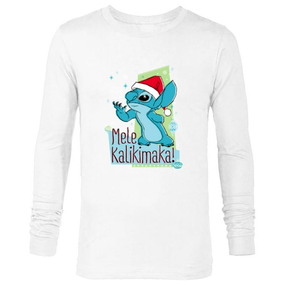 Disney Lilo & Stitch Mele Kalikimaka Holiday - Long Sleeve T-Shirt for Men - Customized-White