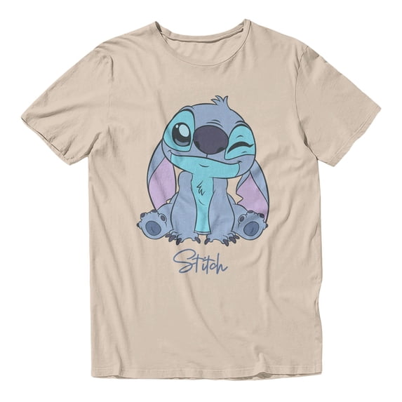 Disney Lilo & Stitch Men's Winky Face T-Shirt (Sand, S-XXXL)