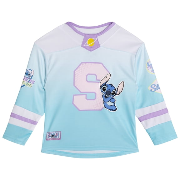 Disney Lilo & Stitch Mesh Hockey Jersey Long Sleeve T-Shirt Toddler to Big Kid