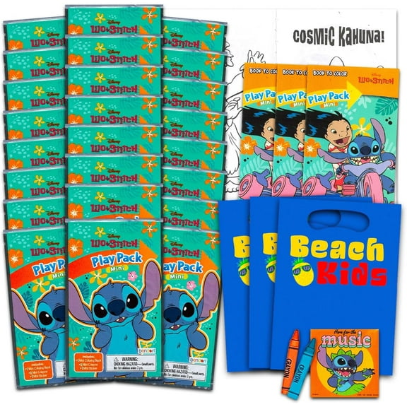 Disney Lilo and Stitch Mini Party Favors Set for Kids - Bundle with 24 Mini Stitch Grab n Go Play Packs with Coloring Pages, Stickers and More (Lilo and Stitch Birthday Party Supplies)