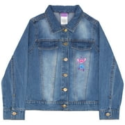 Lilo & Stitch Girl's Button Up Jean Jacket - Fashion Denim Jacket with Disney Character Graphics for Kids (Sizes 7-16)