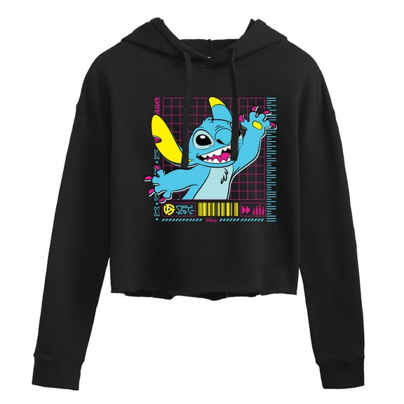 Disney - Lilo & Stitch - Neon Stitch - Juniors Cropped Pullover Hoodie