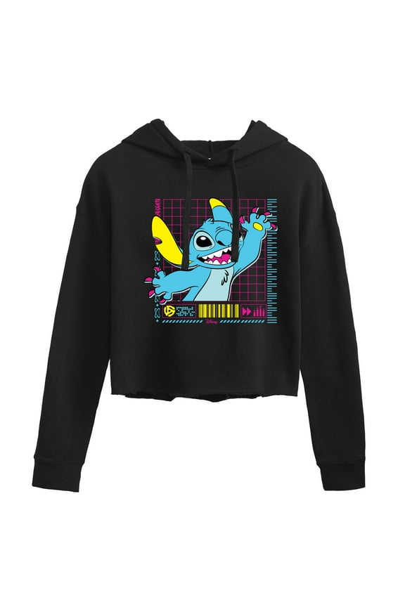 - Lilo & Stitch - Neon Stitch - Juniors Cropped Pullover Hoodie