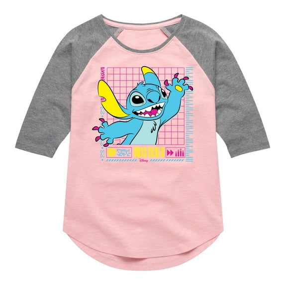 Disney - Lilo & Stitch - Neon Stitch - Toddler & Youth Girls Raglan Graphic T-Shirt