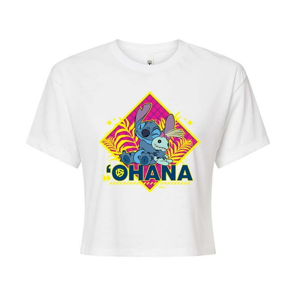 Disney - Lilo & Stitch - Ohana - Juniors Cropped Cotton Blend T-Shirt