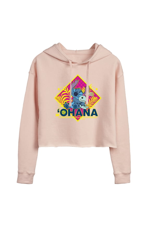 - Lilo & Stitch - Ohana - Juniors Cropped Pullover Hoodie