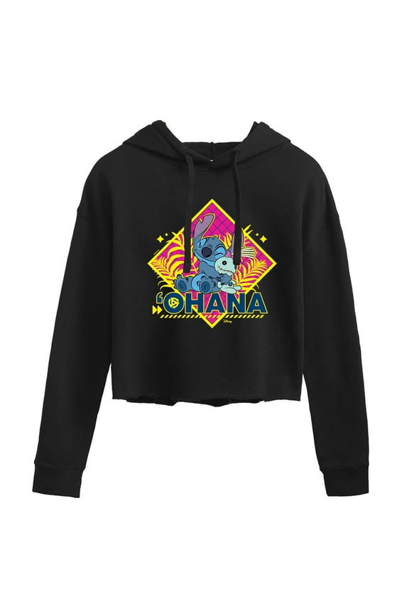 - Lilo & Stitch - Ohana - Juniors Cropped Pullover Hoodie