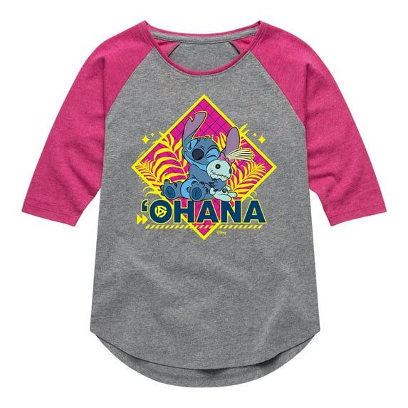 Disney - Lilo & Stitch - Ohana - Toddler & Youth Girls Raglan Graphic T-Shirt