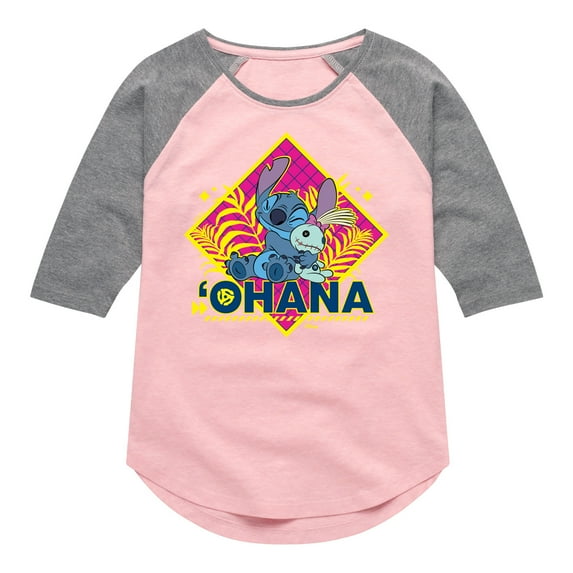 Disney - Lilo & Stitch - Ohana - Toddler & Youth Girls Raglan Graphic T-Shirt