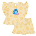 thumbnail image 1 of Disney Lilo Stitch Outfit Girls Cotton Gauze 2-Piece Ruffle Tee Sleeve Shorts Set Toddler, Little-Kid (Yellow, 6X), 1 of 6
