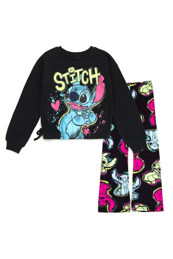 Lilo & Stitch Oversized Fleece Sweatshirt and Flare Leggings Outfit Set Graffiti Little Kid to Big Kid