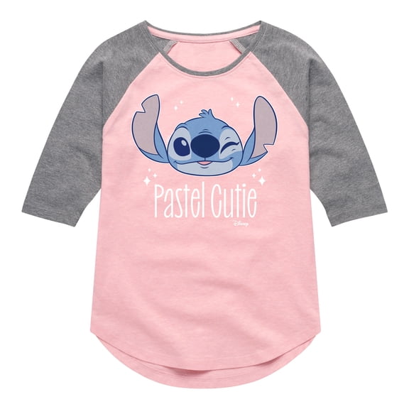 Disney - Lilo & Stitch - Pastel Cutie - Toddler & Youth Girls Raglan Graphic T-Shirt