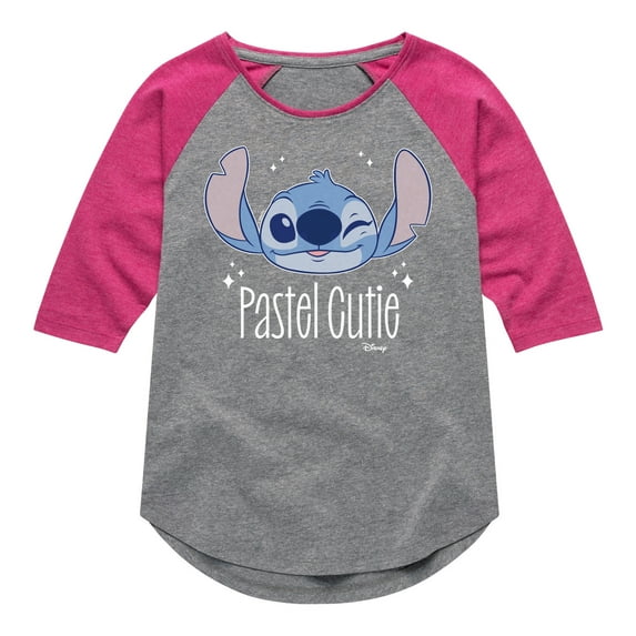Disney - Lilo & Stitch - Pastel Cutie - Toddler & Youth Girls Raglan Graphic T-Shirt