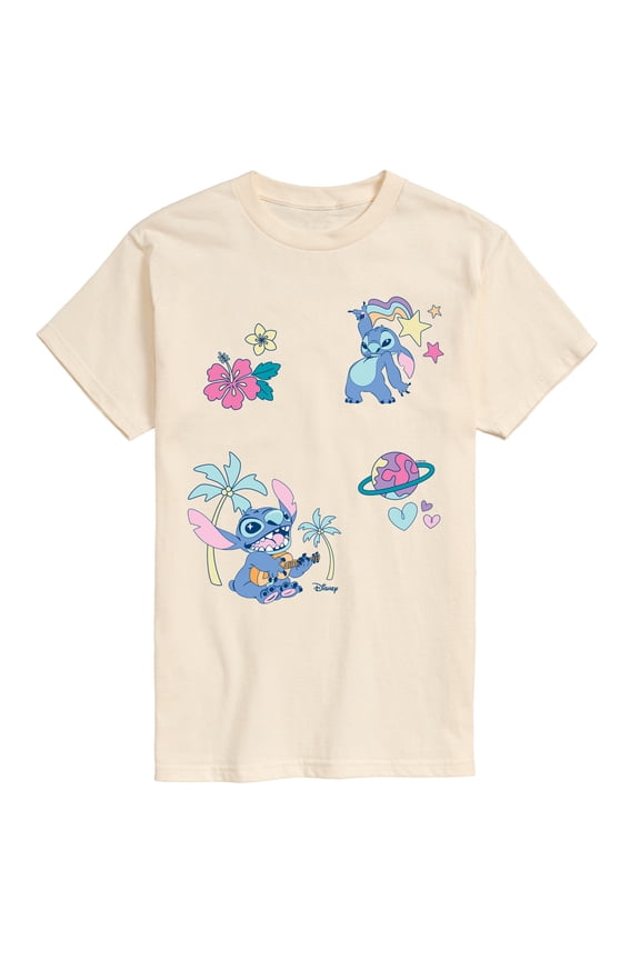 - Lilo Stitch Patch Oversized - Men's Short Sleeve Graphic T-Shirt