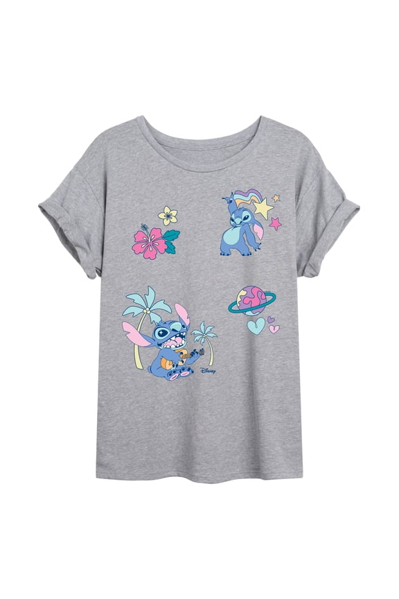 - Lilo Stitch Patch - Womens Graphic T-Shirt