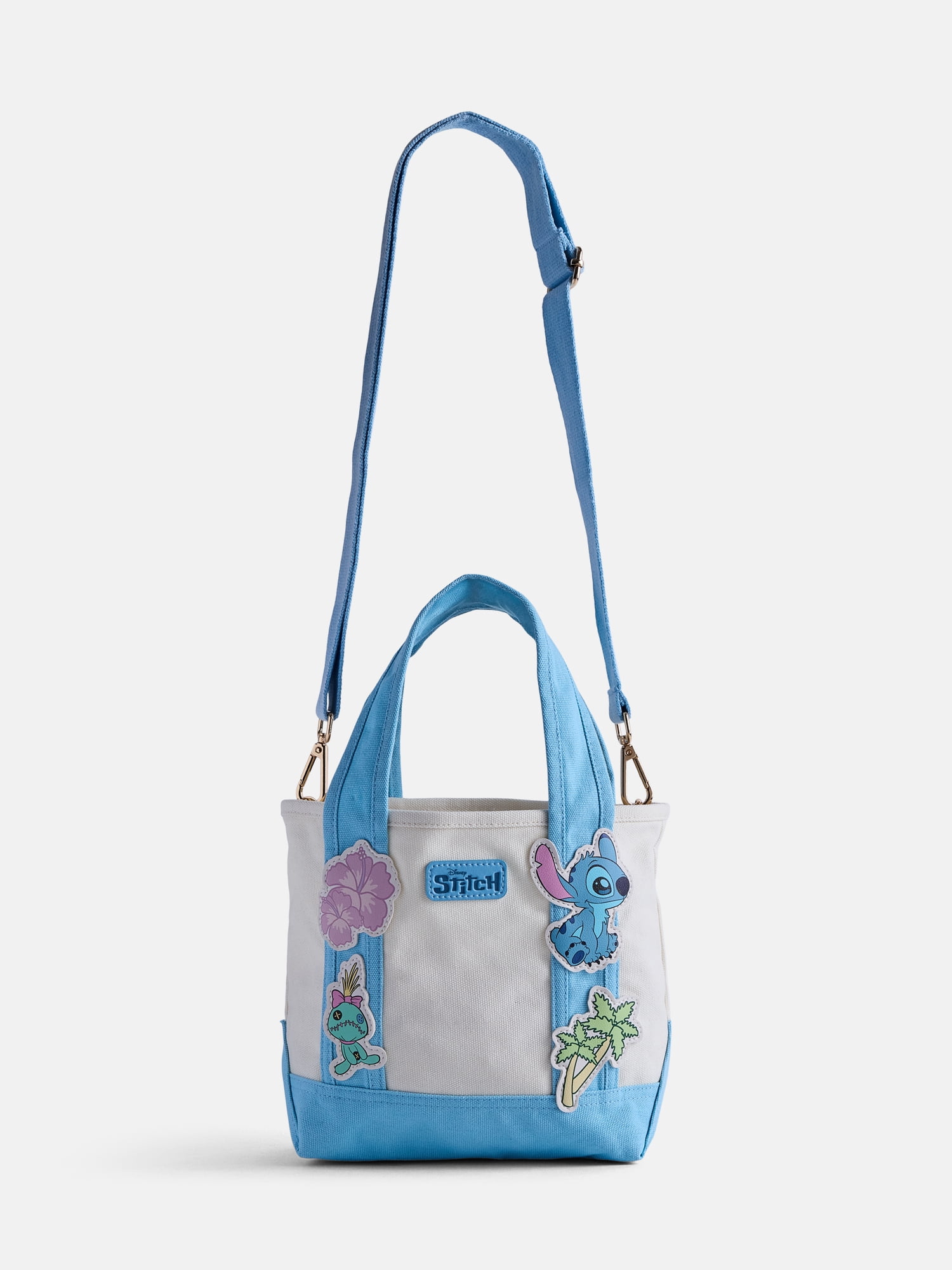 Disney Lilo and Stitch Women's Patches Canvas Tote Bag, Blue